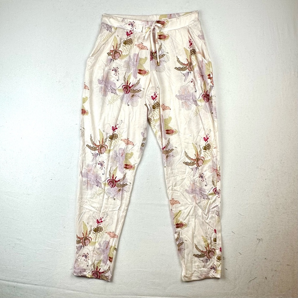 Hanro Sleep & Lounge Knit Pant Floral Pull On Stretchy Comfort NWT